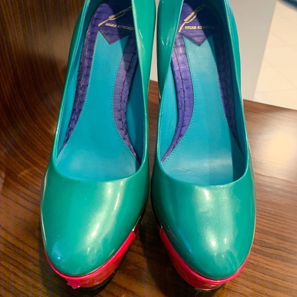 Brian Atwood Green Pink Gold New Leonida Pumps - Picture 5 of 8